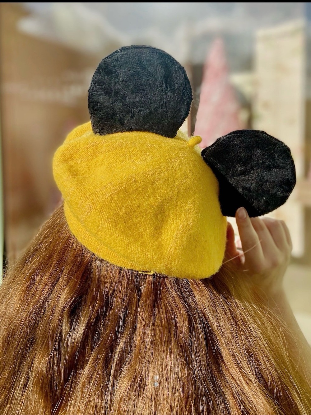 Disney Mickey Mouse Ears Yellow Beret Hat Park Outfit Accessory